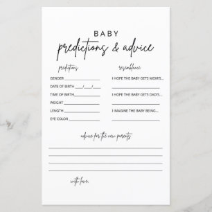 Minimalist Baby Prediction and Advice Cards