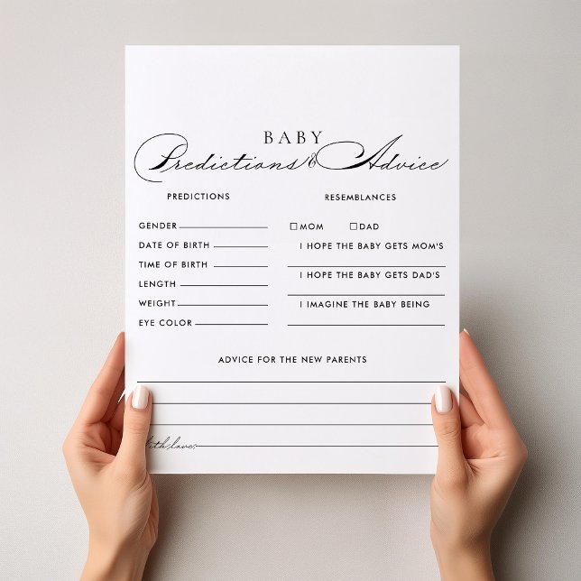 Minimalist Baby Predictions and Advice Cards (Creator Uploaded)