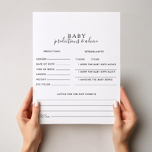 Minimalist Baby Predictions and Advice Cards