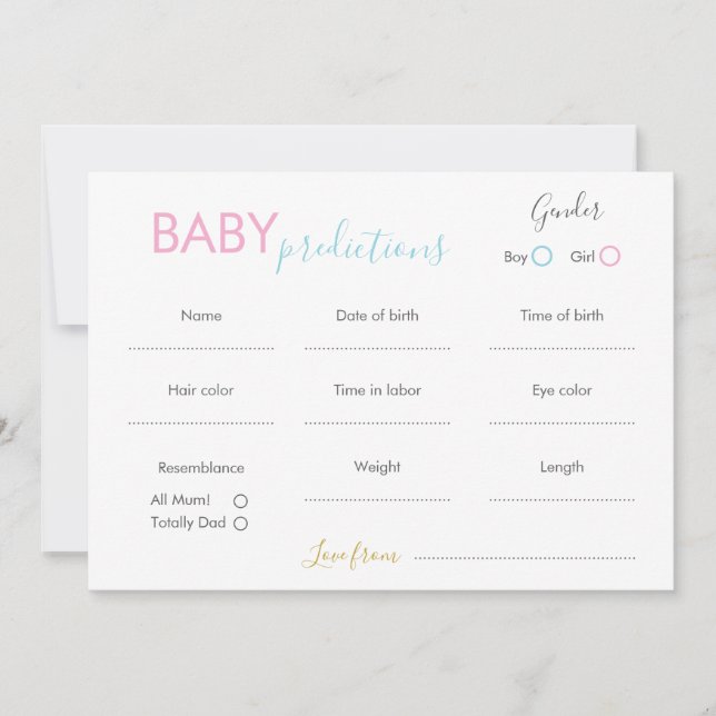 Minimalist Baby Predictions card (Front)