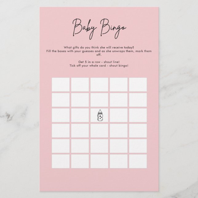 Minimalist Baby Shower Baby Bingo Game  Flyer (Front)