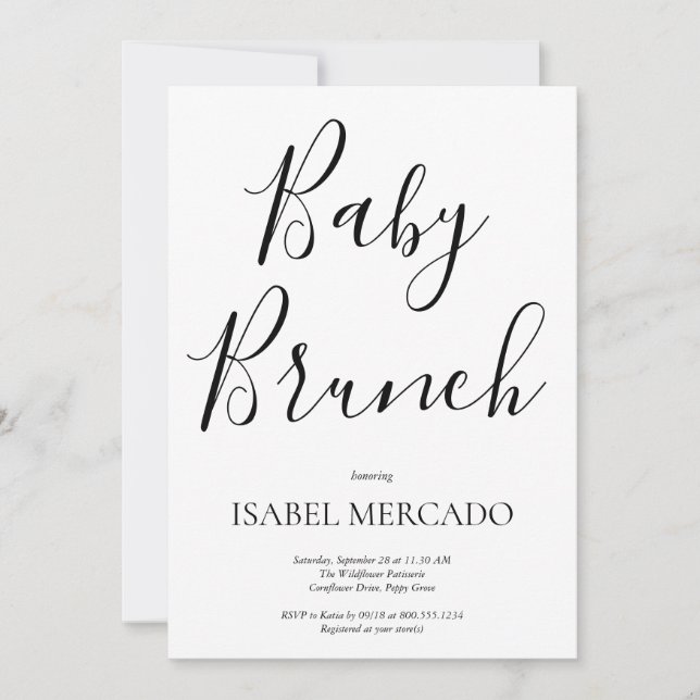 Minimalist Baby Shower Baby Brunch Invitation (Front)
