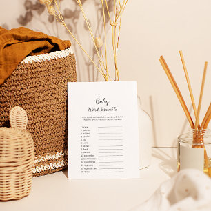 Minimalist Baby Shower Baby Word Scramble Game Flyer