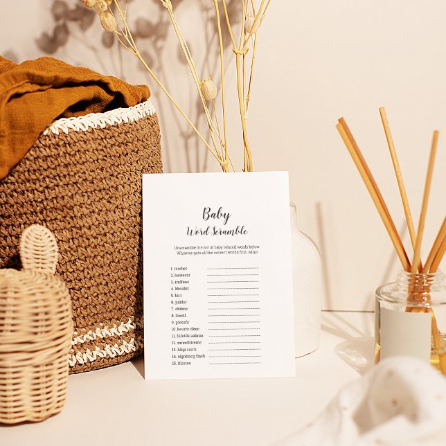 Minimalist Baby Shower Baby Word Scramble Game Flyer (Creator Uploaded)