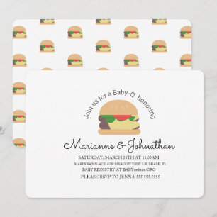Minimalist Baby Shower BBQ Baby Q Backyard Burger Invitation