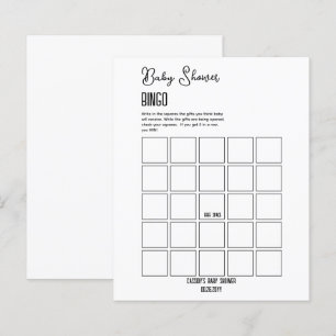 Minimalist Baby Shower Bingo