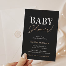 Minimalist Baby Shower Black Invitation