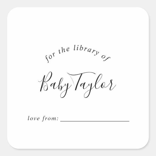 Minimalist Baby Shower Bookplate Square Sticker (Front)
