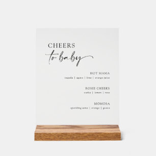 Minimalist Baby Shower Cocktail Menu Bar Acrylic Sign