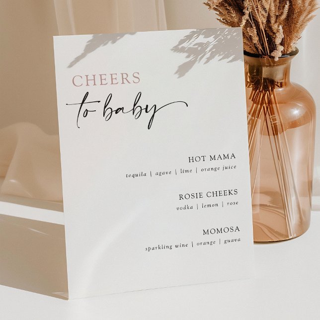 Minimalist Baby Shower Cocktail Menu Bar Pedestal Sign (Creator Uploaded)