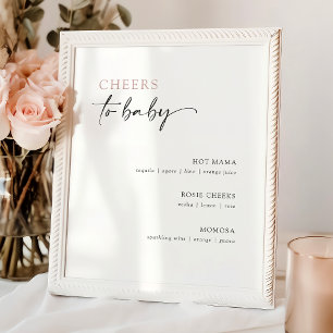 Minimalist Baby Shower Cocktail Menu Bar Sign