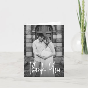 Minimalist Baby Shower Custom Maternity Photo Thank You Card