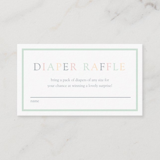 Minimalist Baby Shower Diaper Raffle  Enclosure Card (Front)