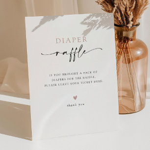 Minimalist Baby Shower Diaper Raffle Game Pedestal Sign