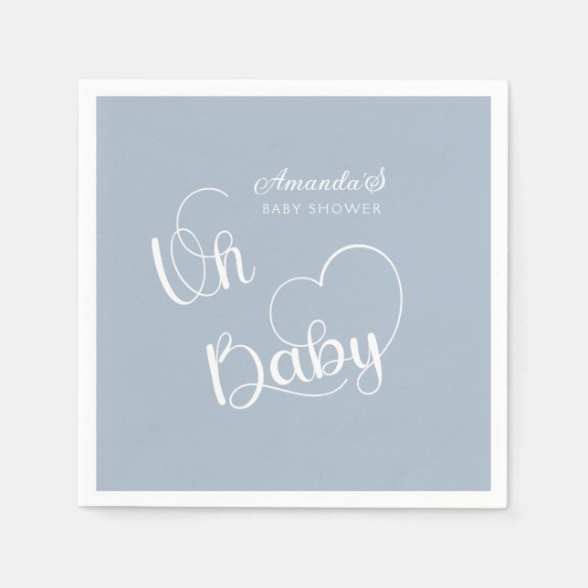 Minimalist baby shower  Dusty Blue Napkin (Front)