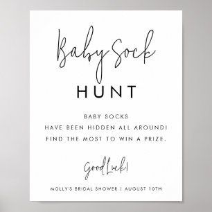Minimalist Baby Shower Game Baby Sock Hunt Poster