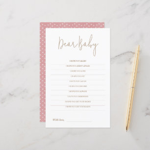 Minimalist Baby Shower Game Dear Baby Wishes Card