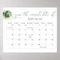Minimalist baby shower guess Due Date Calendar