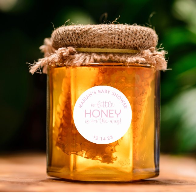 Minimalist Baby Shower Honey Classic Round Sticker (Creator Uploaded)