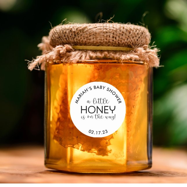 Minimalist Baby Shower Honey Classic Round Sticker (Creator Uploaded)