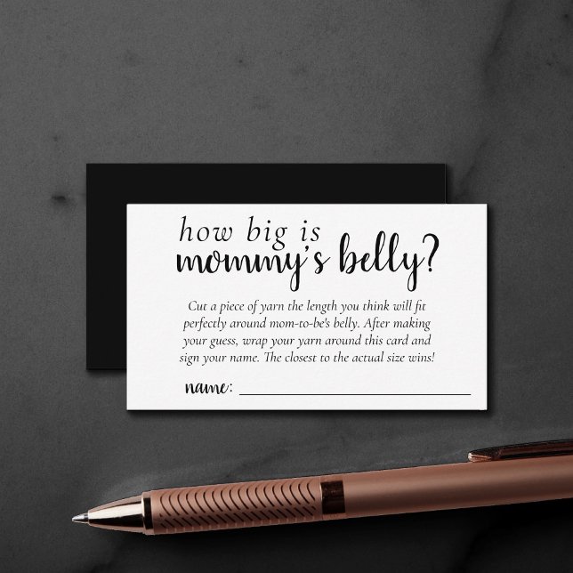 Minimalist Baby Shower | How Big is Mommys Belly Enclosure Card (Creator Uploaded)