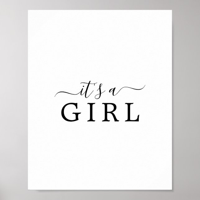 Minimalist Baby Shower It's a Girl Sign (Front)