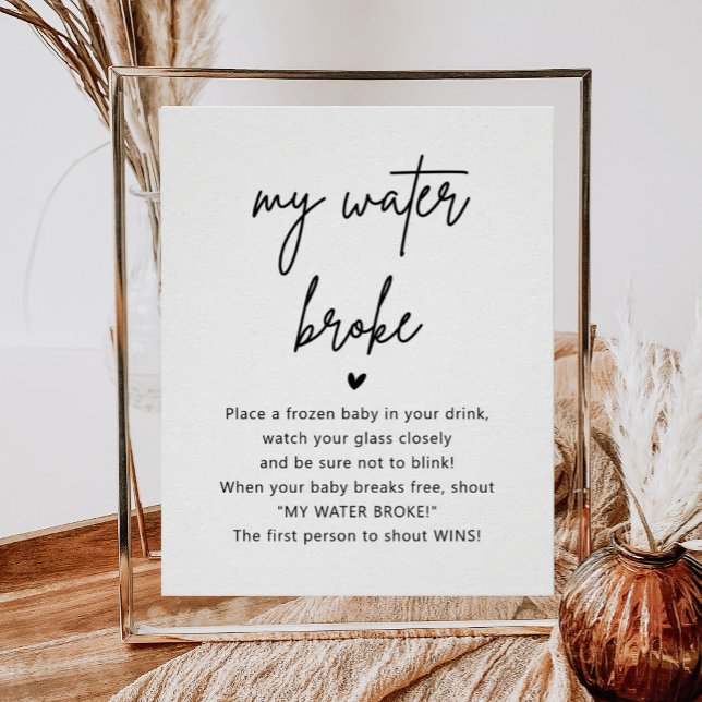 Minimalist Baby Shower My Water Broke Game Sign (Creator Uploaded)