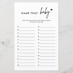 Minimalist Baby Shower Name That Baby Game