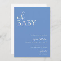 Minimalist Baby Shower Neutral Blue Invitation