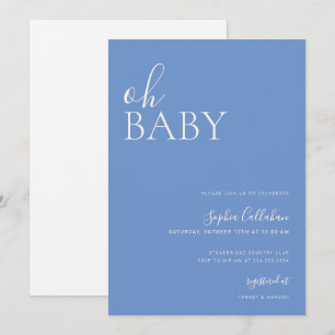 Minimalist Baby Shower Neutral Blue Invitation
