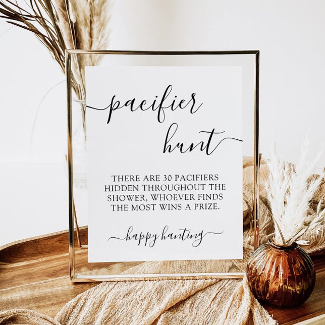 Minimalist Baby Shower Pacifier Hunt Game Sign (Creator Uploaded)