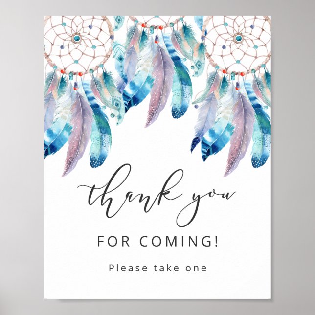 Minimalist Baby Shower Thank You Favours Sign Boho (Front)