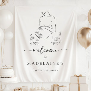 Minimalist Baby Shower Welcome Banner Backdrop Tapestry