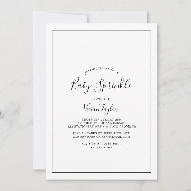 Minimalist Baby Sprinkle Invitation (Front)
