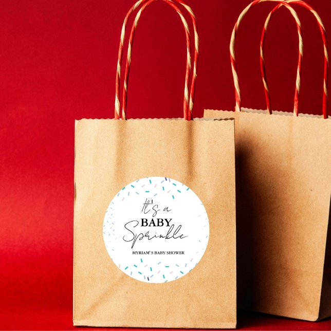 Minimalist Baby Sprinkles Baby shower  Classic Round Sticker (Creator Uploaded)