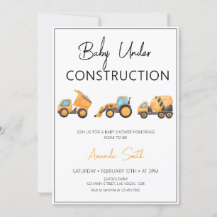 Minimalist Baby Under Construction Baby shower Invitation
