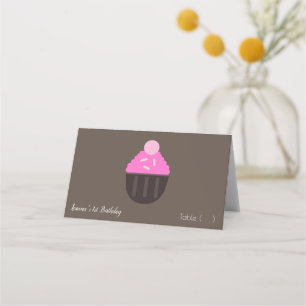 Minimalist Baby's 1st Birthday Cupcake Table Tent Place Card