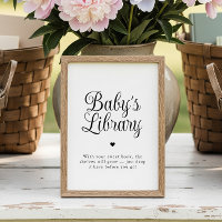 Minimalist "Baby's Library" Baby Shower Sign