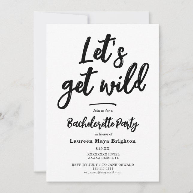 Minimalist Bachelorette Party Invitation (Front)