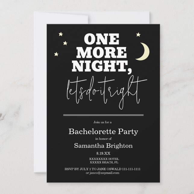 Minimalist Bachelorette Party Invitation (Front)