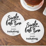 Minimalist Bachelorette Party  Round Paper Coaster<br><div class="desc">Design features to only black and white fonts. Simple but quite modern style.  This bachelorette party coaster template combines three different fonts for more dynamic look. In case you need customisation for the design be free to contact me : szdesigns2021@gmail.com</div>