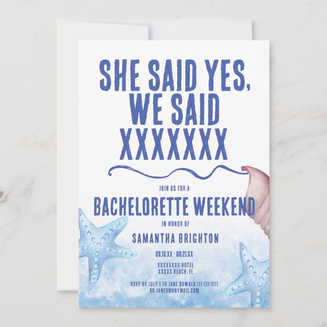 Minimalist Bachelorette Weekend Invitation (Front)