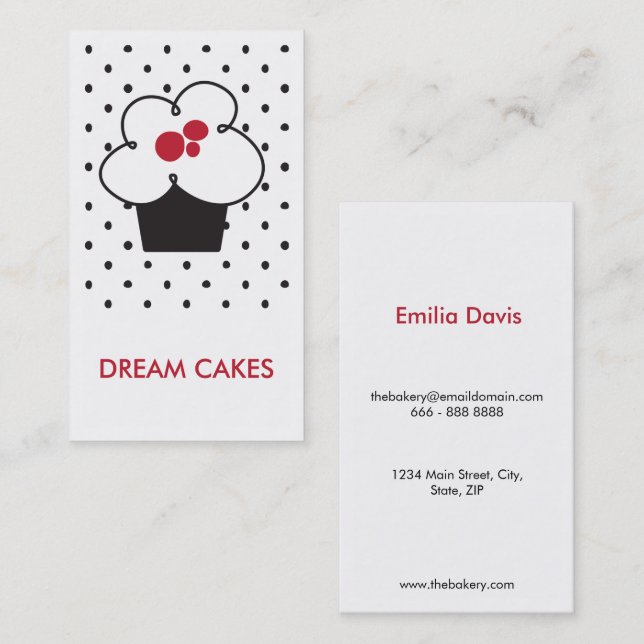 Minimalist Baker Bakery Cupcake Business Card (Front/Back)
