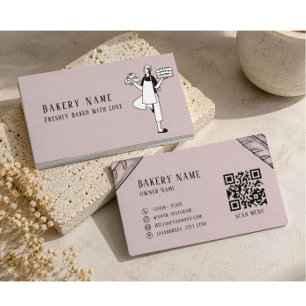 Minimalist Bakery Business Card Modern QR Code