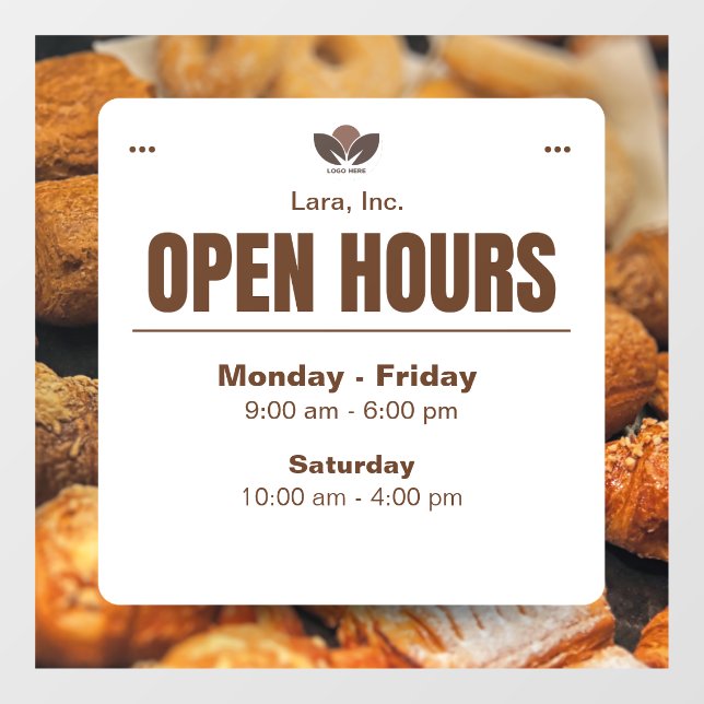 Minimalist Bakery Opening Hours Decals & Clings (Sheet)