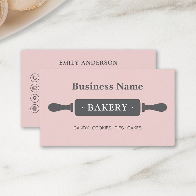 Minimalist Bakery Pink Business Card (Create your own Minimalist Bakery Pink Business Card by MINTIC DESIGN STUDIO)