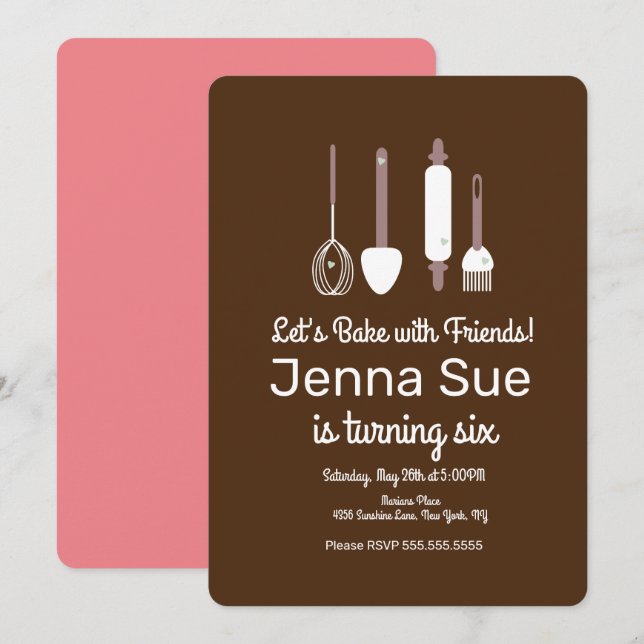 Minimalist Baking Birthday Party Utensils Invitation (Front/Back)