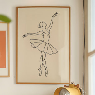 Minimalist Ballerina Line Art Print