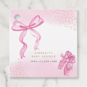 Minimalist Ballerina Shoes Bow Baby Shower Favour Tags