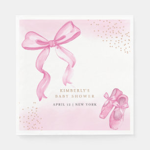 Minimalist Ballerina Shoes Bow Baby Shower Napkin